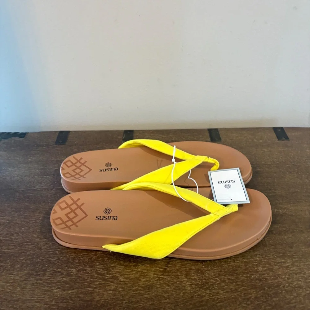 Susina Ariele-Fab Women Yellow Fabric Thong‎ Flip Flop Sandals Size 11M New